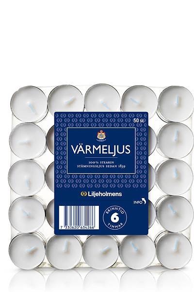 Liljeholmens Värmeljus - 50-pack vit - gammaldags inredning - klassisk stil - retro - sekelskifte