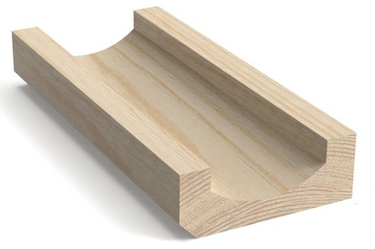 Wooden Gutter - Rectangular, Pine, 45 x 120 mm (1.77 x 4.72 in.)