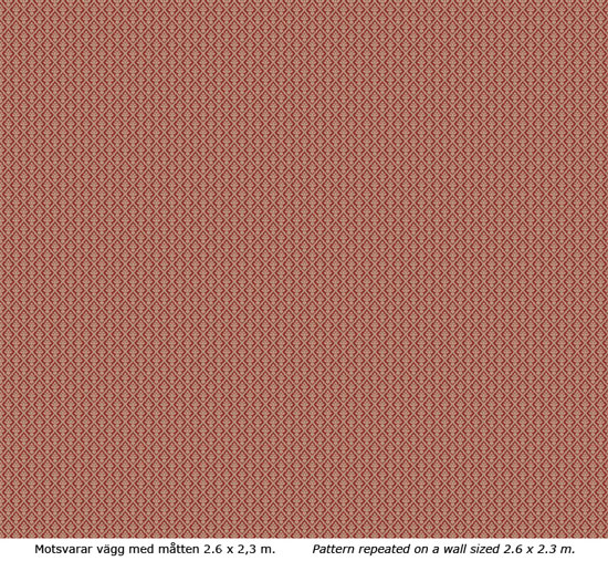 Lim & Handtryck Tapet - Liten lilja kvist/röd - sekelskifte - gammal inredning