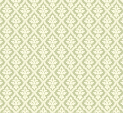 Lim & Handtryck Tapet - Liten lilje hvit/grønn- arvestykke - gammeldags dekor - klassisk stil - retro - sekelskifte