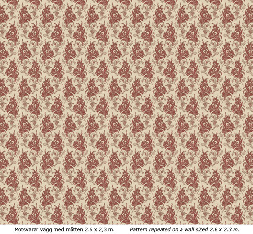 Lim & Handtryck Tapet - Liljor kvist/röd - klassisk stil - gammaldags inredning