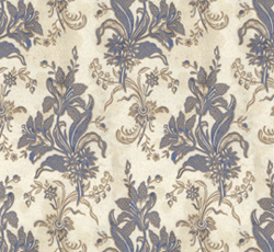 Lim & Handtryck Tapet - Liljer kvist/blå- arvestykke - gammeldags dekor - klassisk stil - retro - sekelskifte