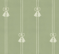 Lim & Handtryck Tapete – Schnüre und Quasten, Grün/Weiß