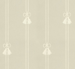 Lim & Handtryck Tapet - Snoddar & Tofsar grågrön/vit - gammaldags stil - sekelskifte