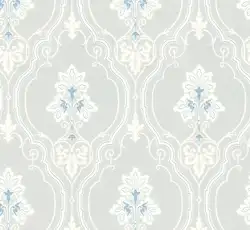 Lim & Handtryck Tapet - Elg hvid/lyseblå