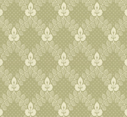 Lim & Handtryck Tapet - Gudmundstjärn grön/vit - retro - gammal stil