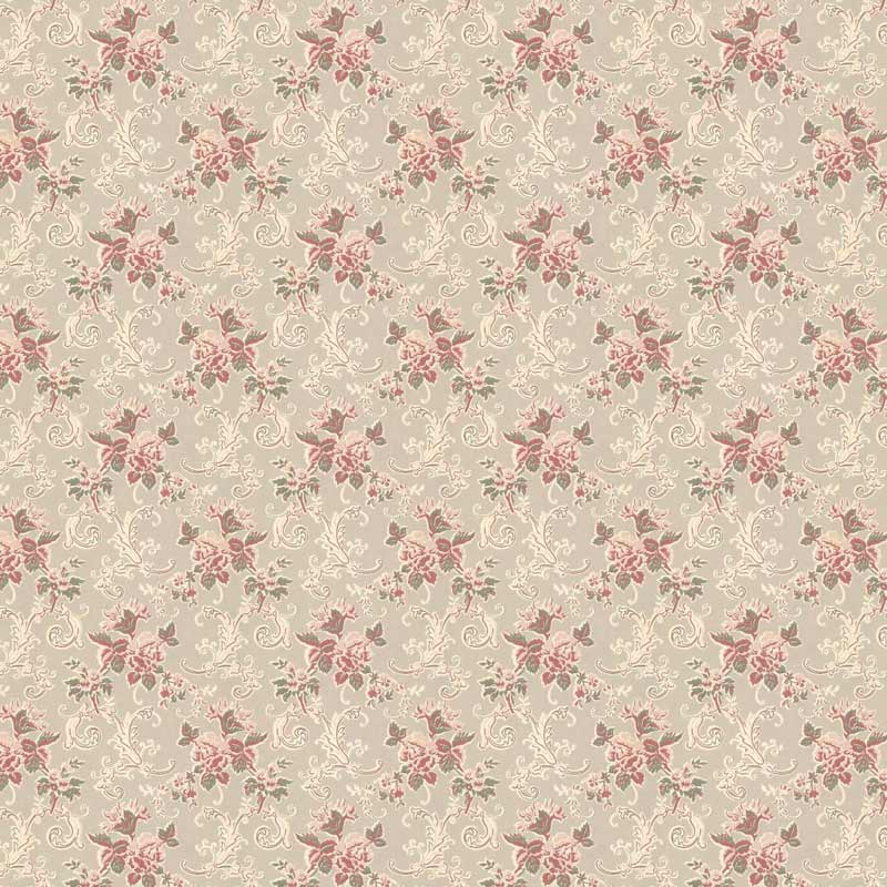 Lim & Handtryck Tapet - Hovdala blomma vit/rosa - gammaldags inredning - klassisk stil - retro - sekelskifte