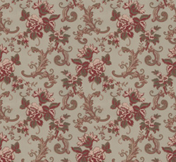 Lim & Handtryck Tapet - Hovdala blomma grå/röd - sekelskifte - gammal stil