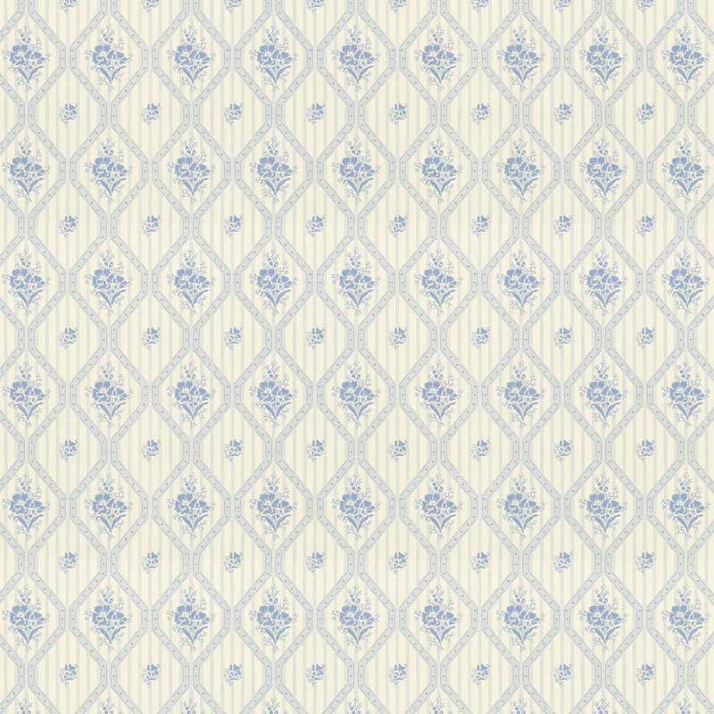 Lim & Handtryck Tapet - Kornblomst hvit/blå - arvestykke - gammeldags dekor - klassisk stil - retro - sekelskifte