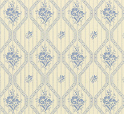 Lim & Handtryck Tapet - Kornblomst hvid/blå