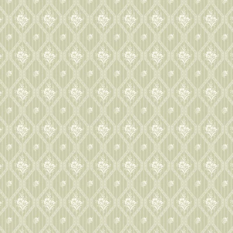 Lim & Handtryck Tapet - Blåklint grön/vit - gammaldags inredning - klassisk stil - retro - sekelskifte