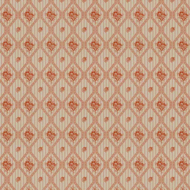 Lim & Handtryck Tapet - Blåklint kvist/röd - gammaldags inredning - klassisk stil - retro - sekelskifte