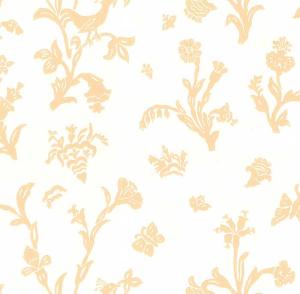 Lim & Handtryck Tapet - Fågelblå hvid/gul