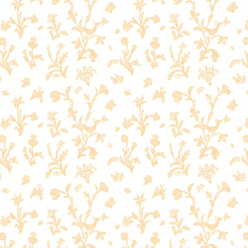 Lim & Handtryck Tapet - Fågelblå hvit/gul - arvestykke - gammeldags dekor - klassisk stil - retro - sekelskifte
