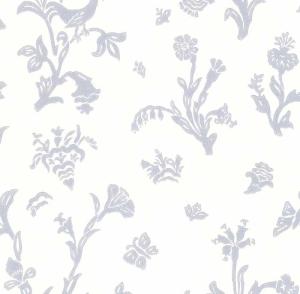 Lim & Handtryck Tapet - Fågelblå hvit/blå - arvestykke - gammeldags dekor - klassisk stil - retro - sekelskifte