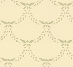 Lim & Handtryck Tapet - Glommersträsk hvit/grønn - arvestykke - gammeldags dekor - klassisk stil - retro - sekelskifte