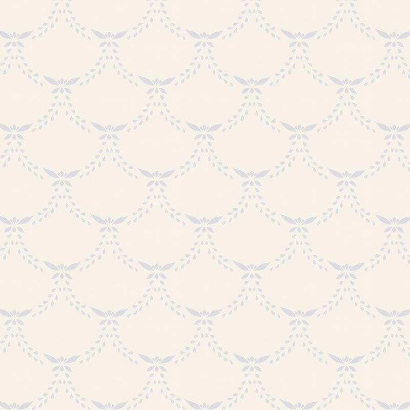 Lim & Handtryck Tapet - Glommersträsk hvit/lyse blå - arvestykke - gammeldags dekor - klassisk stil - retro - sekelskifte