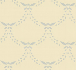 Lim & Handtryck Tapet - Glommersträsk vit/ljusblå - sekelskifte - gammal stil