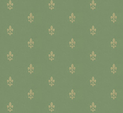 Lim & Handtryck Tapet - Fransk lilja grønn/gull - arvestykke - gammeldags dekor - klassisk stil - retro - sekelskifte