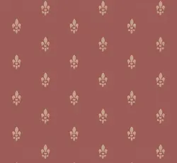 Lim & Handtryck Tapet - Fransk lilje rød/guld