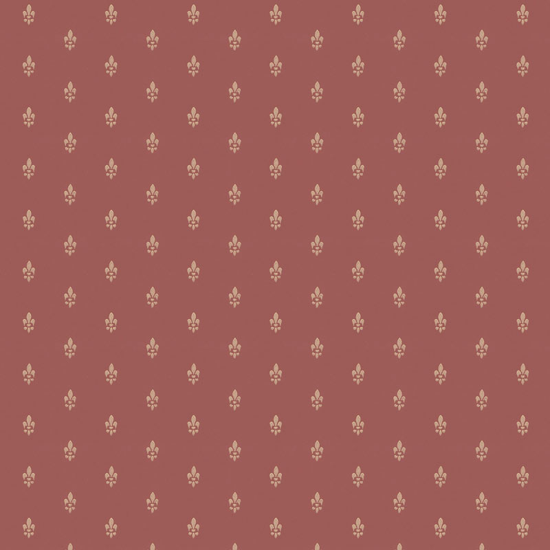 Lim & Handtryck Tapet - Fransk lilja röd/guld - gammaldags inredning - klassisk stil - retro - sekelskifte