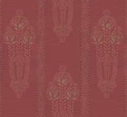Lim & Handtryck Tapet - Jugendros rød/gull - arvestykke - gammeldags dekor - klassisk stil - retro - sekelskifte