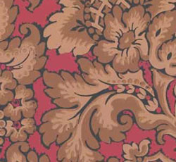 Lim & Handtryck Tapet - Kashmir brun/rød - arvestykke - gammeldags dekor - klassisk stil - retro - sekelskifte