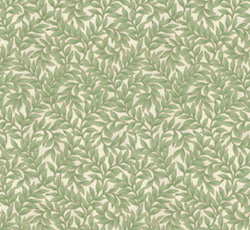 Lim & Handtryck Tapet - Bladmønster beige/grøn