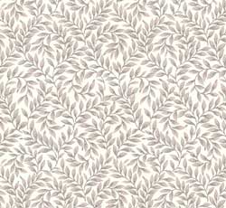 Lim & Handtryck Tapete – Bladmönster, Weiß/Grau