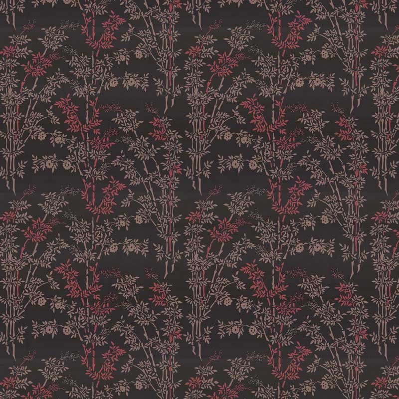 Lim & Handtryck Tapet - Bambu svart/röd - gammaldags inredning - klassisk stil - retro - sekelskifte