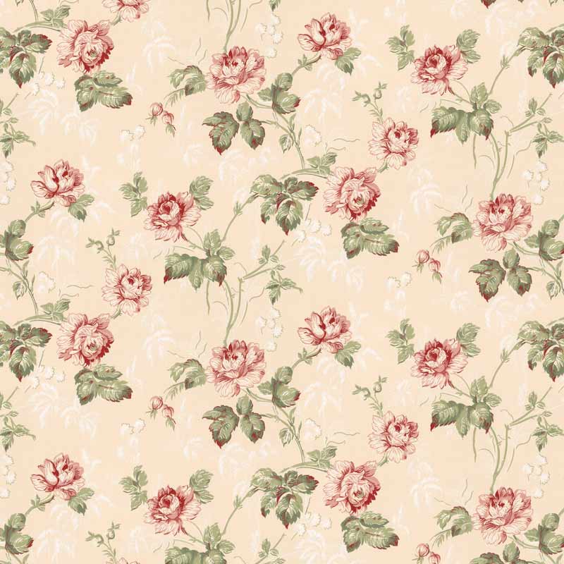 Lim & Handtryck Tapet - Belle epoque rosa/grön/röd/glimmer - gammaldags inredning - klassisk stil - retro - sekelskifte