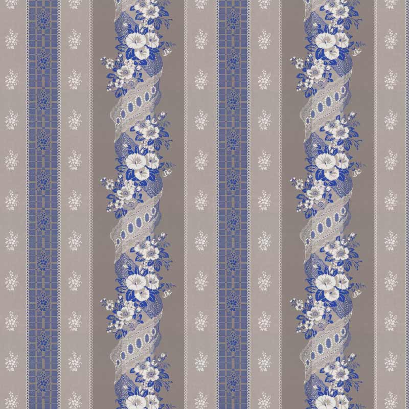 Lim & Handtryck Tapet - Felice Eleonore grå/marineblå - arvestykke - gammeldags dekor - klassisk stil - retro - sekelskifte