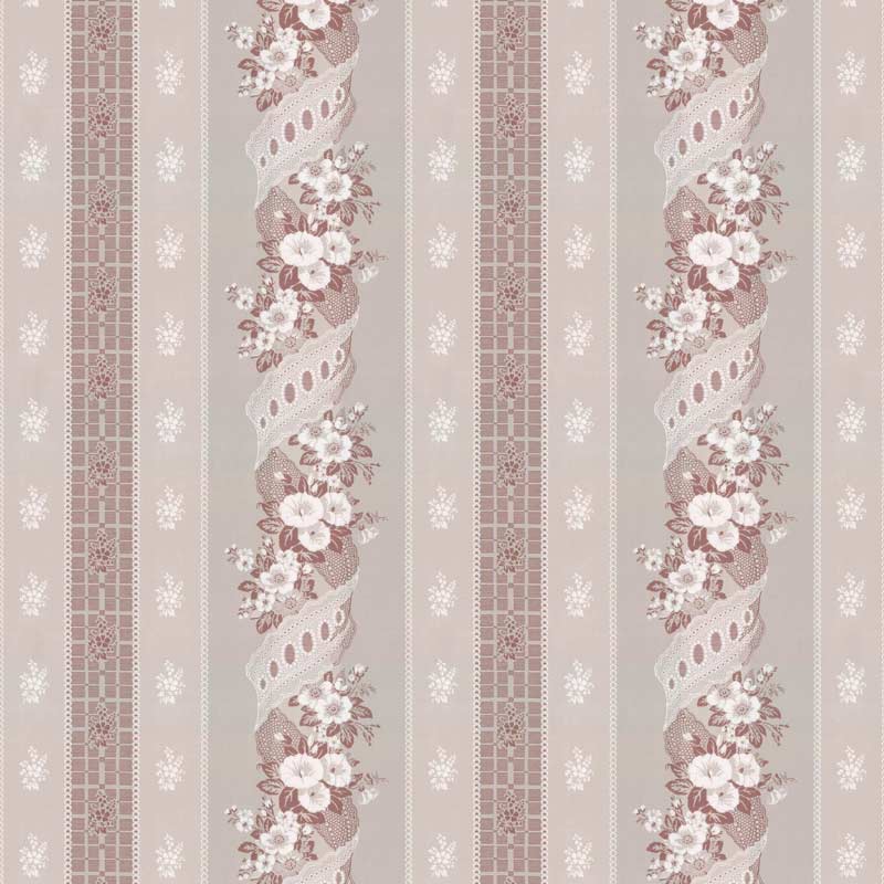 Lim & Handtryck Tapet - Felice Eleonore grå/rosa - arvestykke - gammeldags dekor - klassisk stil - retro - sekelskifte