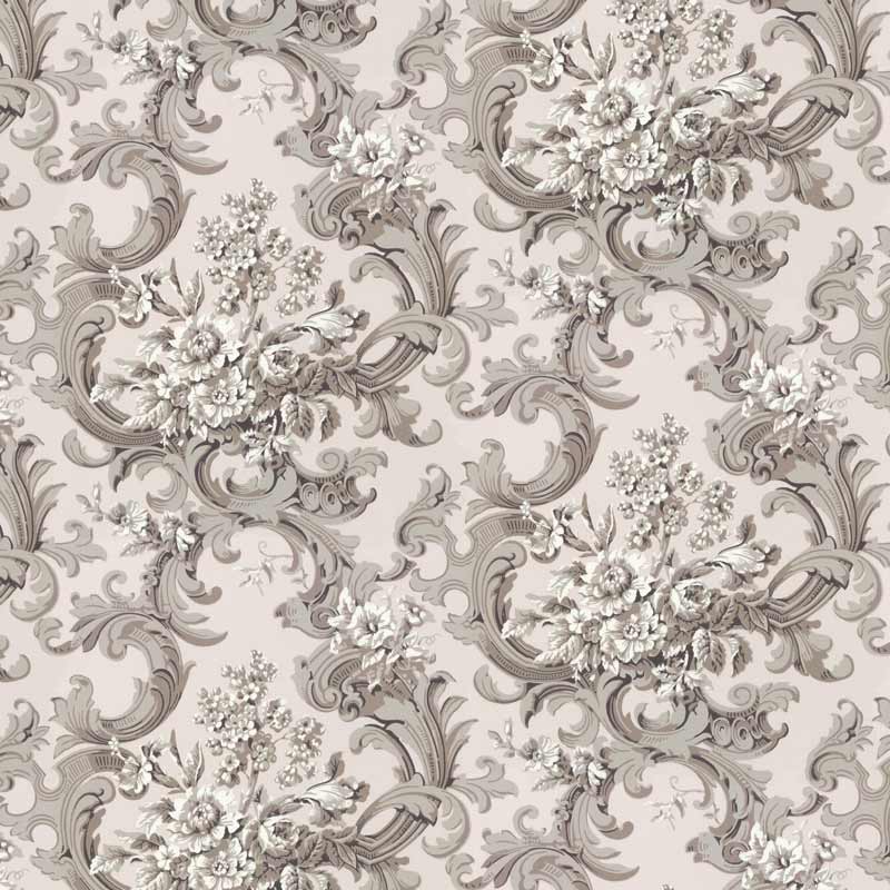 Lim & Handtryck Tapet - Franska buketten grå/rosa - arvestykke - gammeldags dekor - klassisk stil - retro - sekelskifte