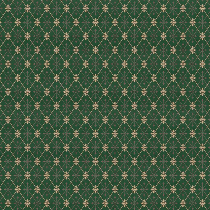 Lim & Handtryck Tapet - Skogshyddan mörkgrön/guld - gammaldags inredning - klassisk stil - retro - sekelskifte