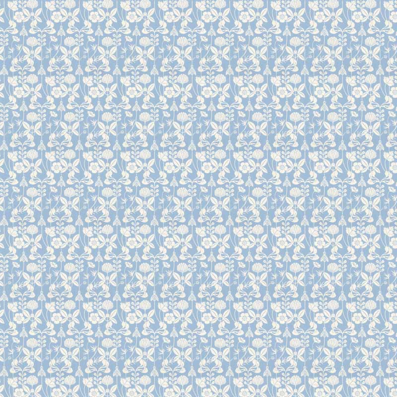 Lim & Handtryck Tapet - Solsidan hvit/blå - arvestykke - gammeldags dekor - klassisk stil - retro - sekelskifte