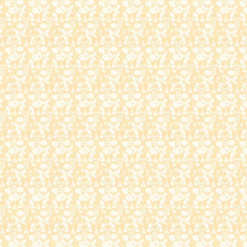 Lim & Handtryck Tapet - Solsidan hvit/gul - arvestykke - gammeldags dekor - klassisk stil - retro - sekelskifte