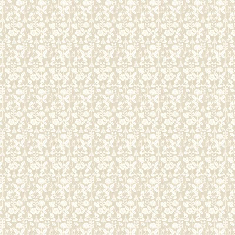 Lim & Handtryck Tapet - Solsidan hvit/grå - arvestykke - gammeldags dekor - klassisk stil - retro - sekelskifte