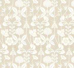 Lim & Handtryck Tapet - Solsidan hvit/grå - arvestykke - gammeldags dekor - klassisk stil - retro - sekelskifte