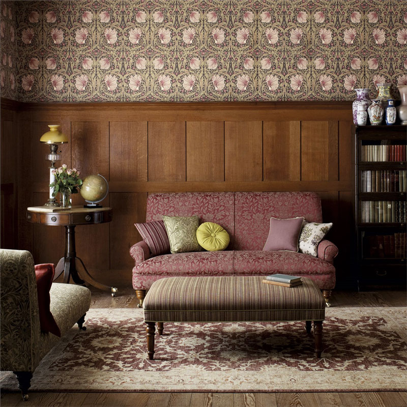 William Morris & Co. Tapet - Pimpernel Bullrush/Russet - arvestykke - gammeldags dekor - klassisk stil - retro - sekelskifte