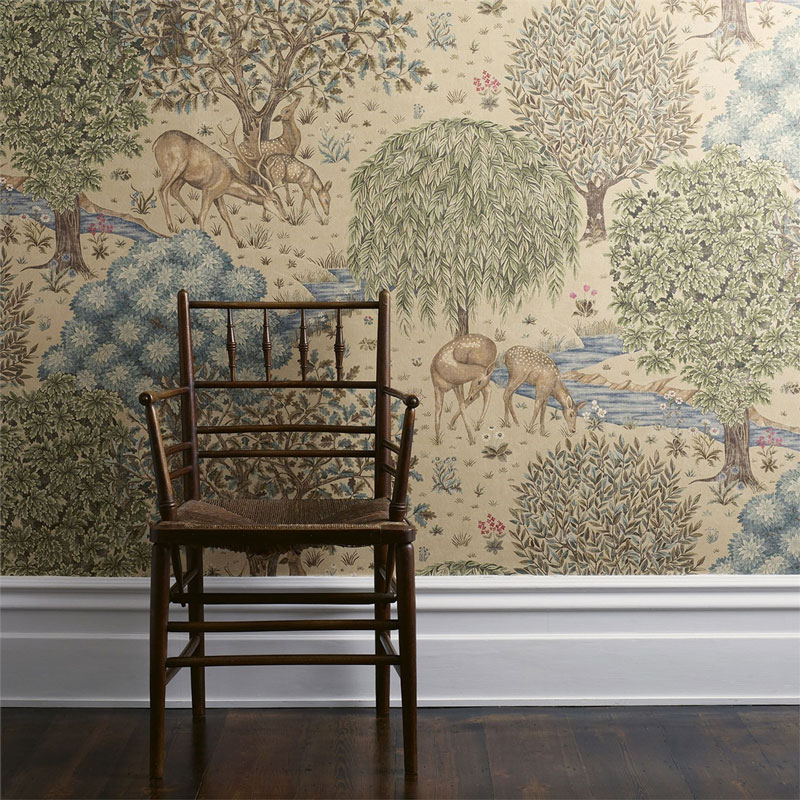 William Morris & Co. Tapet - The Brook Linen Green - gammaldags inredning - klassisk stil - retro - sekelskifte