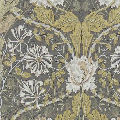 William Morris & Co. Wallpaper - Honeysuckle & Tulip Charcoal/Gold