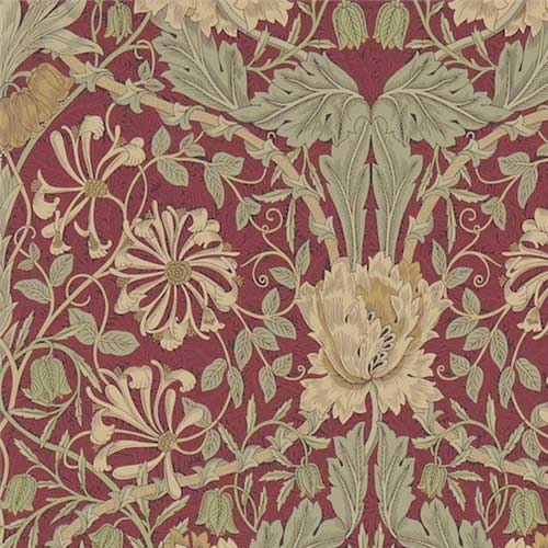 William Morris & Co. Tapet – Honeysuckle & Tulip, Red/Gold