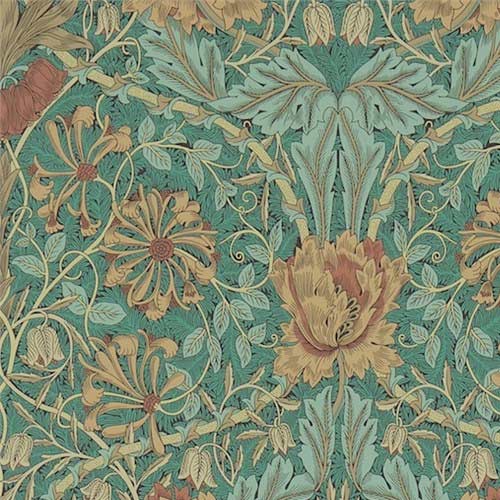 William Morris & Co. Tapete - Honeysuckle & Tulip Emerald/Russet