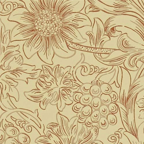 William Morris & Co. Tapet - Sunflower Etch Church Red/Biscuit