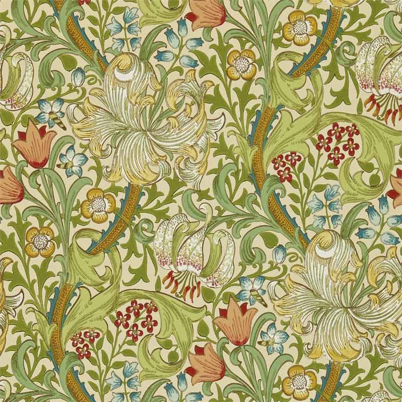 William Morris & Co. Tapet - Golden Lily Pale Biscuit - arvestykke - gammeldags dekor - klassisk stil - retro - sekelskifte
