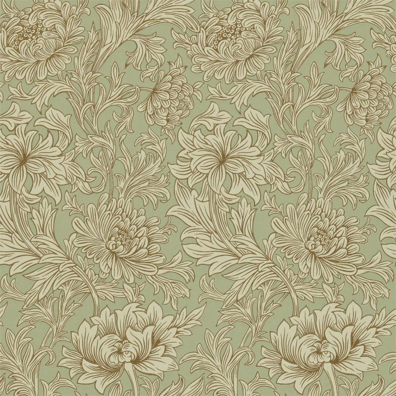 William Morris & Co. Wallpaper - Chrysanthemum Toile Eggshell/Gold