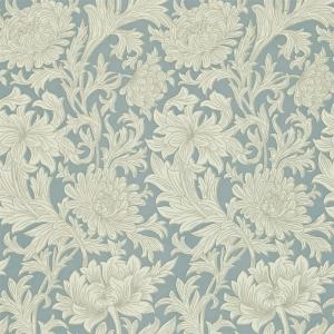 William Morris & Co. Tapet - Chrysanthemum Toile China Blue/Cream - gammaldags inredning - klassisk stil - retro - sekelskifte