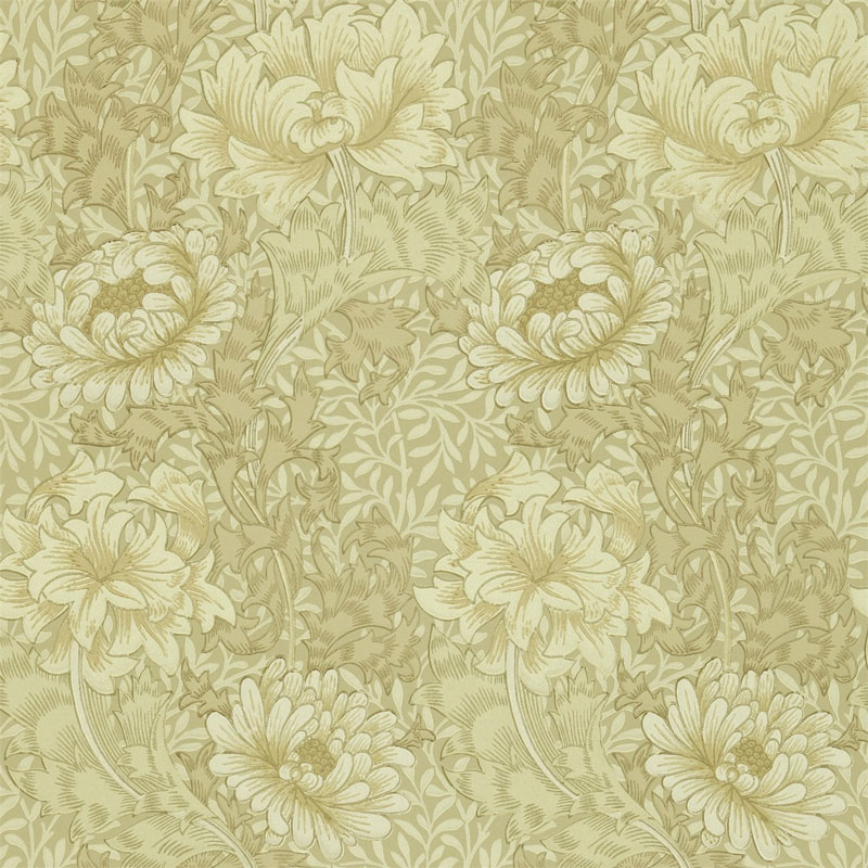 William Morris & Co. Tapet - Chrysanthemum Ivory/Canvas - gammaldags inredning - klassisk stil - retro - sekelskifte