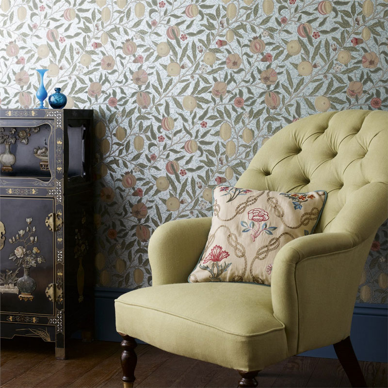 William Morris & Co. Tapet - Fruit Slate/Thyme - arvestykke - gammeldags dekor - klassisk stil - retro - sekelskifte